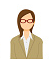 Illustration of a person with brown hair, glasses, and a beige blazer, conveying a professional appearance.