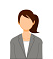Illustration of a businesswoman wearing a gray suit with brown hair on a white background, representing a professional figure.